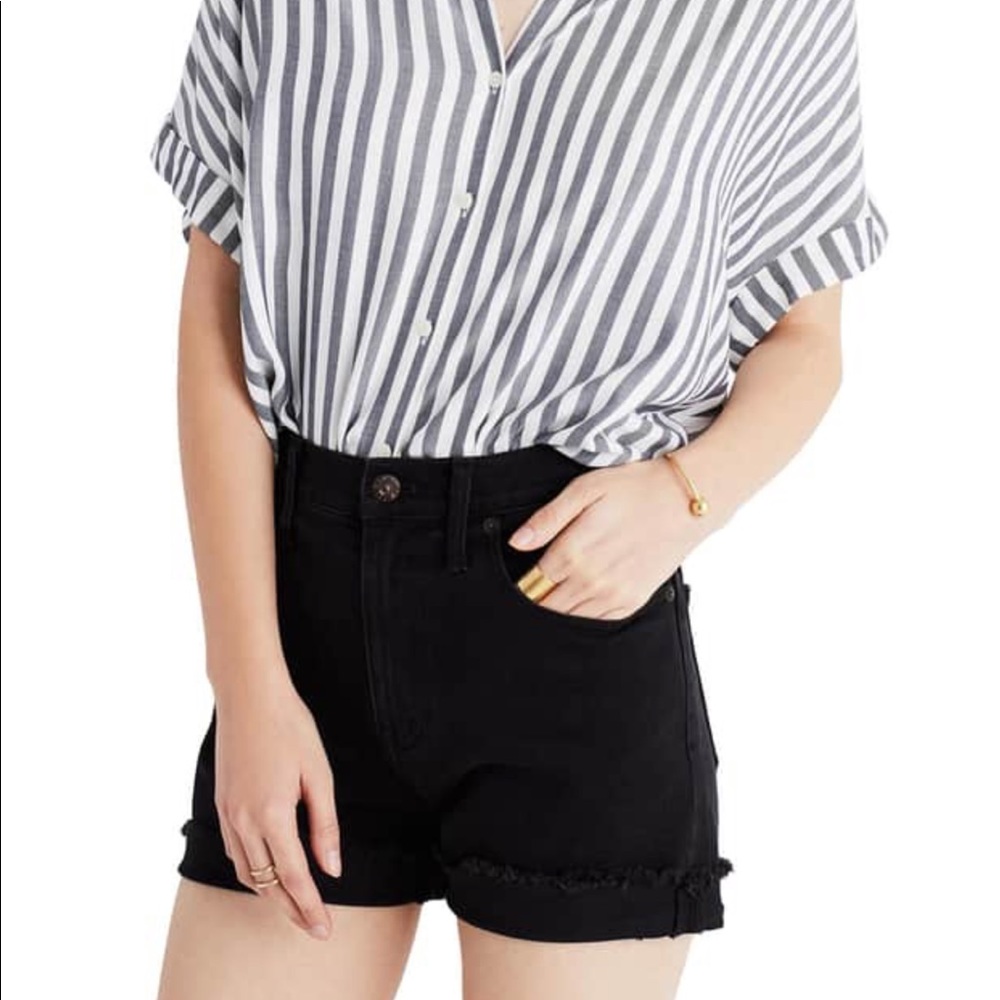 Made well High Rise Denim Shorts Washed Black